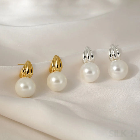 18k Gold Plated Sterling Silver Minimalist Pearl Stud